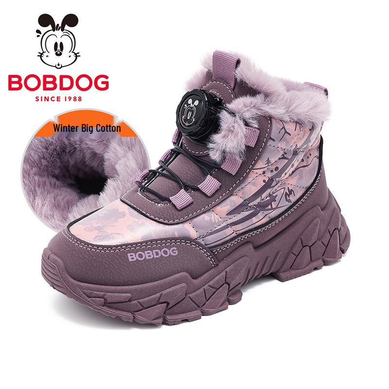 

Babu Dou Kids Black High-Top Sports Shoes with Velvet Lining and Rotary Buckle for Winter (Unisex, 2025) Size 34