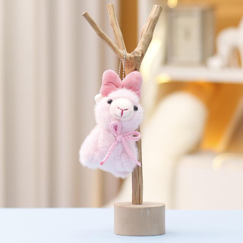 Cute Alpaca Keychain Cartoon Child Backpack Decorative Pendant Plush Doll Gift