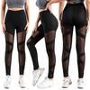 Kors-kors nätlappverk Yoga Sweatpants - Sexiga, Genomskinliga, Högelastiska Dansleggings