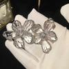 Fashion Crystal Flowers Stud Earrings for Women Trendy Europe Korean Exaggerated Personality Jewelry