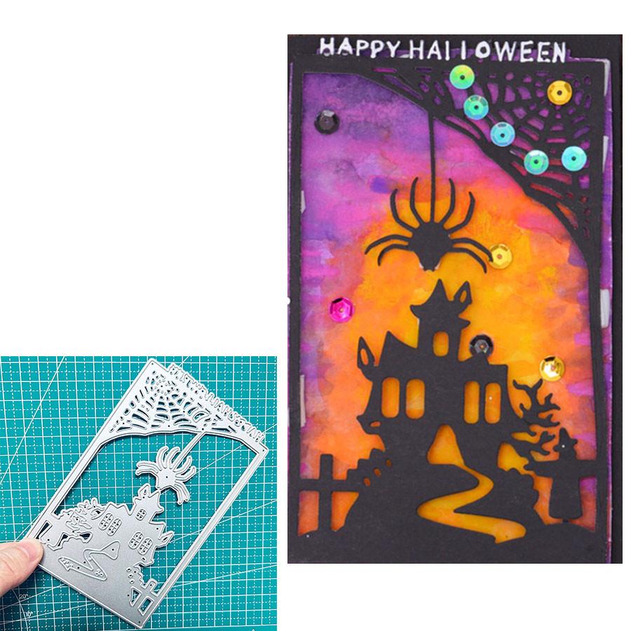 Halloween Spider Castle Metal Cutting Die Stencil Template For DIY Embossing Paper Photo Album Cards Making Scrapbooking Die Cut
