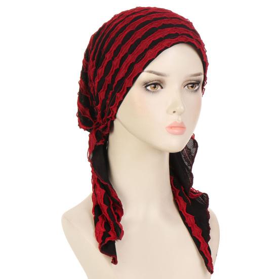Solid Color Ruffle Slouchy Hat Soft Women Elastic Hair Bonnet Night Sleeping Cap Braids Long Curly Hair Wrap Skull Cap
