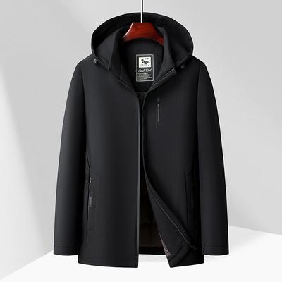 Cappotto imbottito invernale da uomo medio e lungo con cappuccio per mezza età, abbigliamento business casual, giacca imbottita da uomo