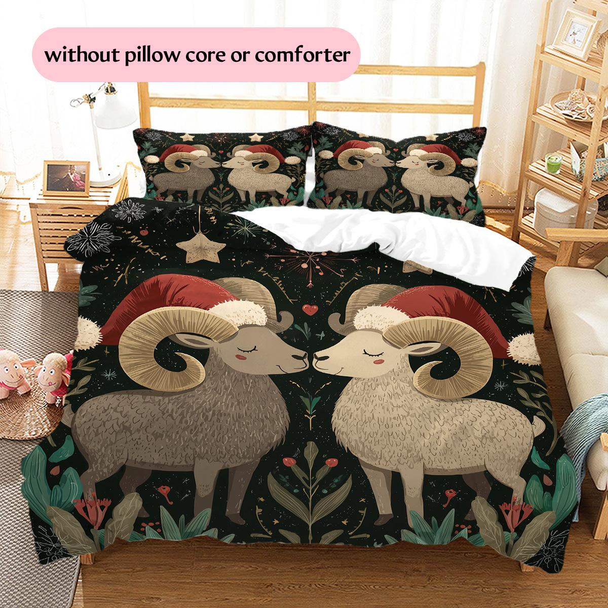 

Symmetrical Animal in Grass Pattern Bedding Quilt Set Home Decoration Gift (1 * duvet cover + 2 * pillowcase, without core) 135x200cm