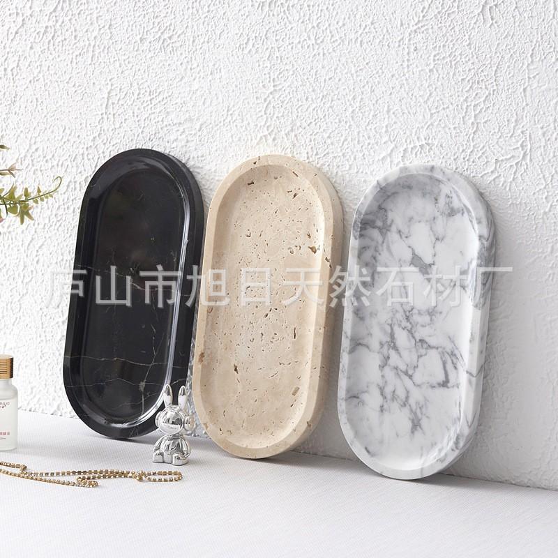 Natural Marble Soap Dispenser Tray Hotel Bathroom Vanity Organizer Modern Minimalist Decorative Serving Dish