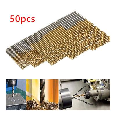 50 pcs Forets Carbure de Tungstène Foret Hélicoïdal Outil Électrique Acier Rapide HSS Revêtement Titane Jeu de Forets