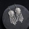 Retro Tibetan silver fringed earrings women's long temperament versatile earrings fashion personality vacation earrings