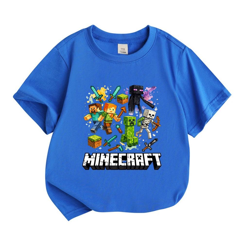 Kids Boys Girls Crew Neck Short Sleeve T-Shirt, 100% Cotton Retro Game Character Printed Casual Soft Tees for Children Everyday Wear Top