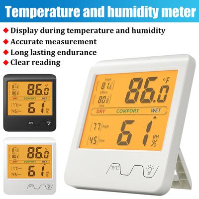 Multifunktions-Thermometer-Hygrometer Automatischer elektronischer Temperatur- und Luftfeuchtigkeitsmonitor Uhr 3,2 Zoll großer LCD-Bildschirm