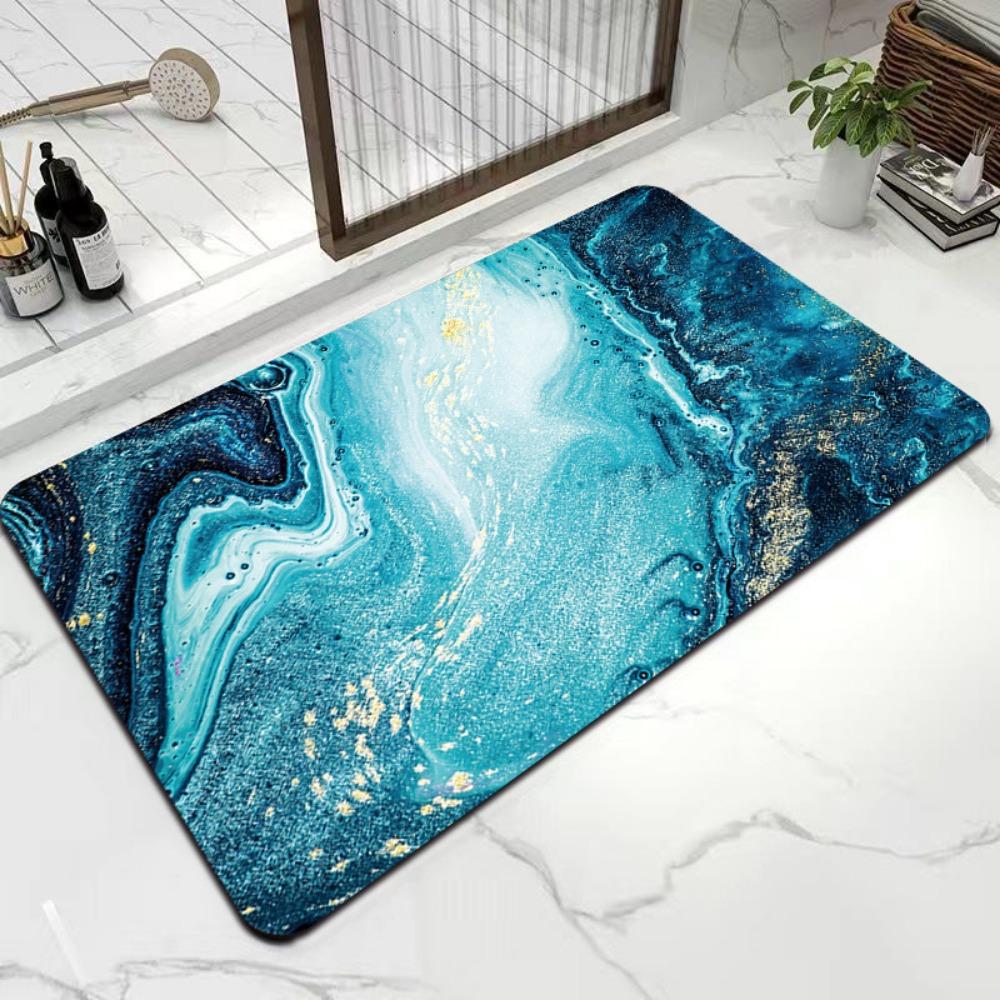 Simple Printing Bathroom Thickening Mat Bath Non-slip Carpets In Wash Basin Bathtub Side Floor Rug Shower Room Doormat Memory Foam 3D Pad