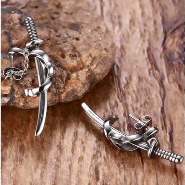 Samurai Scimitar Sword Náušnice pro muže Malé Vintage Katana Náušnice Piercing Punk