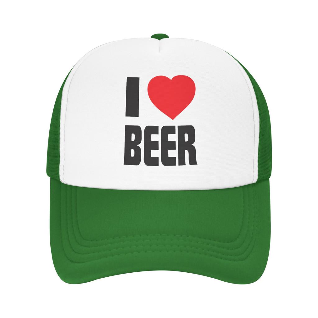 I Love Beer Trucker Hat Breathable Mesh Baseball Cap Casual Adjustable Summer Unisex Adult Headwear