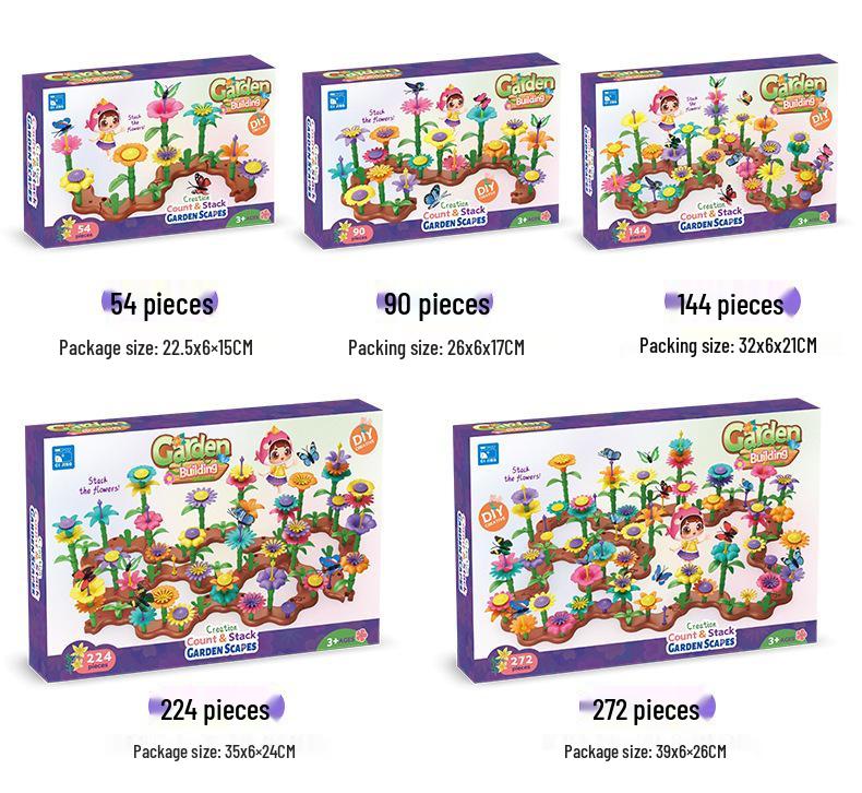Children's Interlocking Flower Garden Building Blocks - DIY Assembly Toy Set