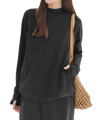 Kobe Lettuce Rash Guard, Orifícios para os Polegares de 2 Vias Frente e Verso, Top com Bainha Ajustável por Cordão [S214] M, Preto