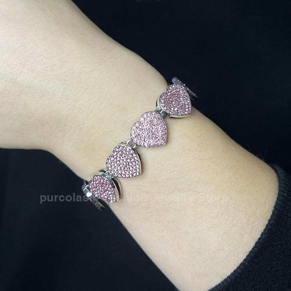 2 шт. Модная Розовая Роскошная Стразы Сердце Звенья Чокер Ожерелье Для Женщин Мужчин Блестящая Ледяная Кубинская Ссылка Цепь Ожерелья