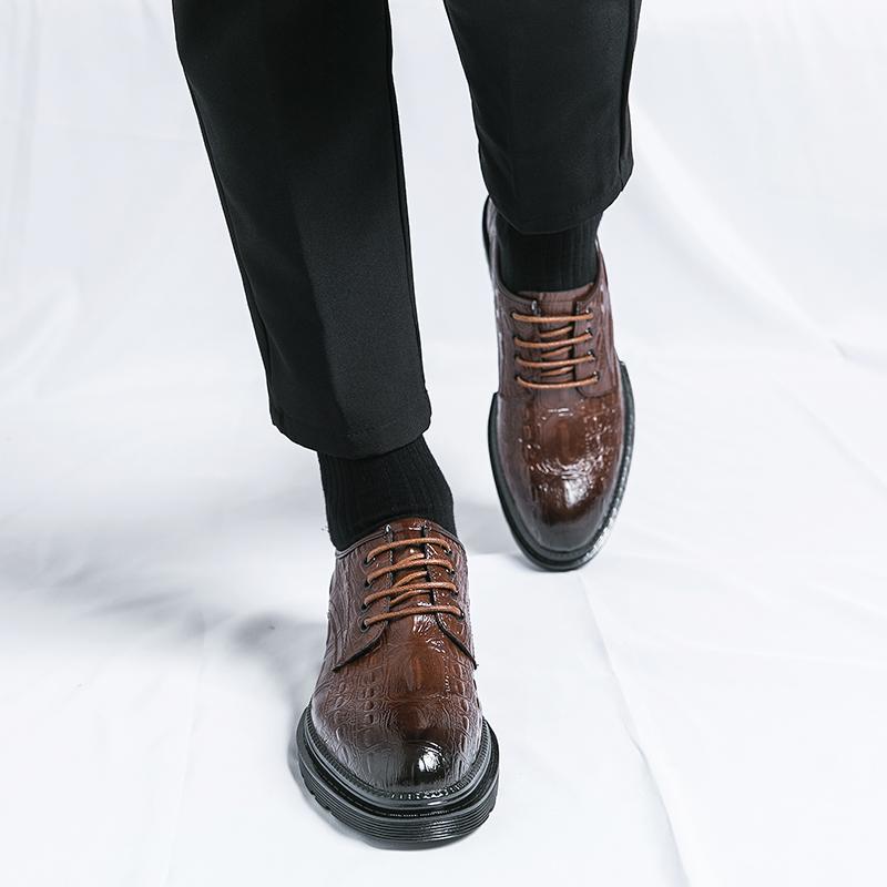 Fashion Fashion Trend Comfort Thick Soled Leather Shoes Men Business Formal Brand Men Casual Shoes Classic Handmade Oxford Wedding Shoes