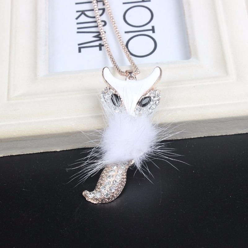 Collane Ciondoli Collana con Cristalli Vivaci, Fascino Elegante e Adorabile, Pelliccia di Volpe per Donne