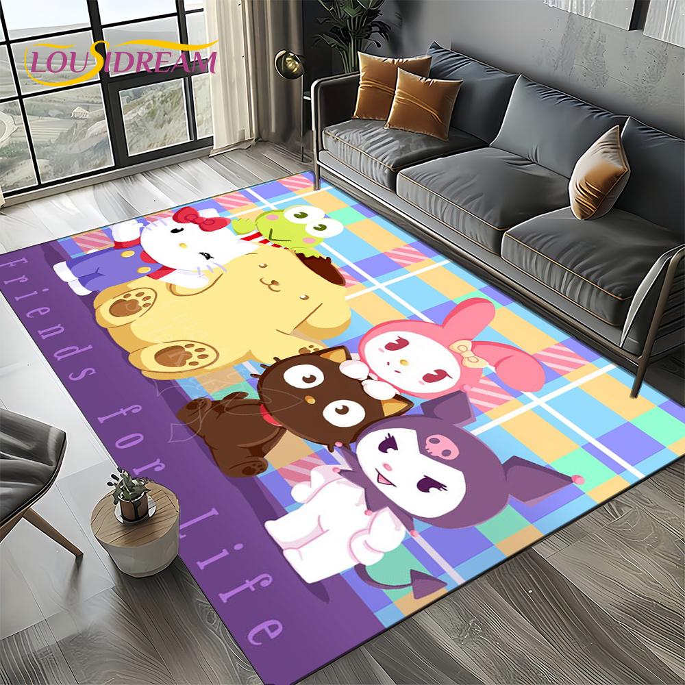 27 Style Cute Kuromi Cartoon Sanrio Carpet Rug for Bedroom Living Room Home Sofa Decoration,kids Large Decor Floor Mat Gift Girl