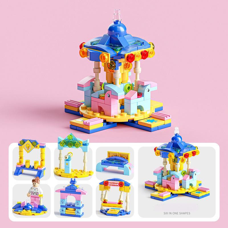 6 in 1 Mega City Building Set - Police Car, Fire Truck, Crane, Tank, Helicopter & More, Construction Engineering Toys Gift