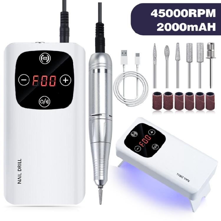 2 in 1 45000RPM Nail Drill Set with Drill Bits Nail Lamp Nail File Manicures