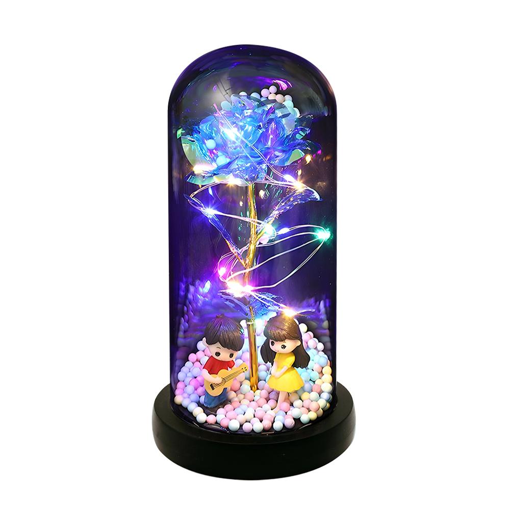 Presentes de flores de rosa para mulheres acendem rosa em cúpula de acrílico presentes para mamãe flor eterna colorida