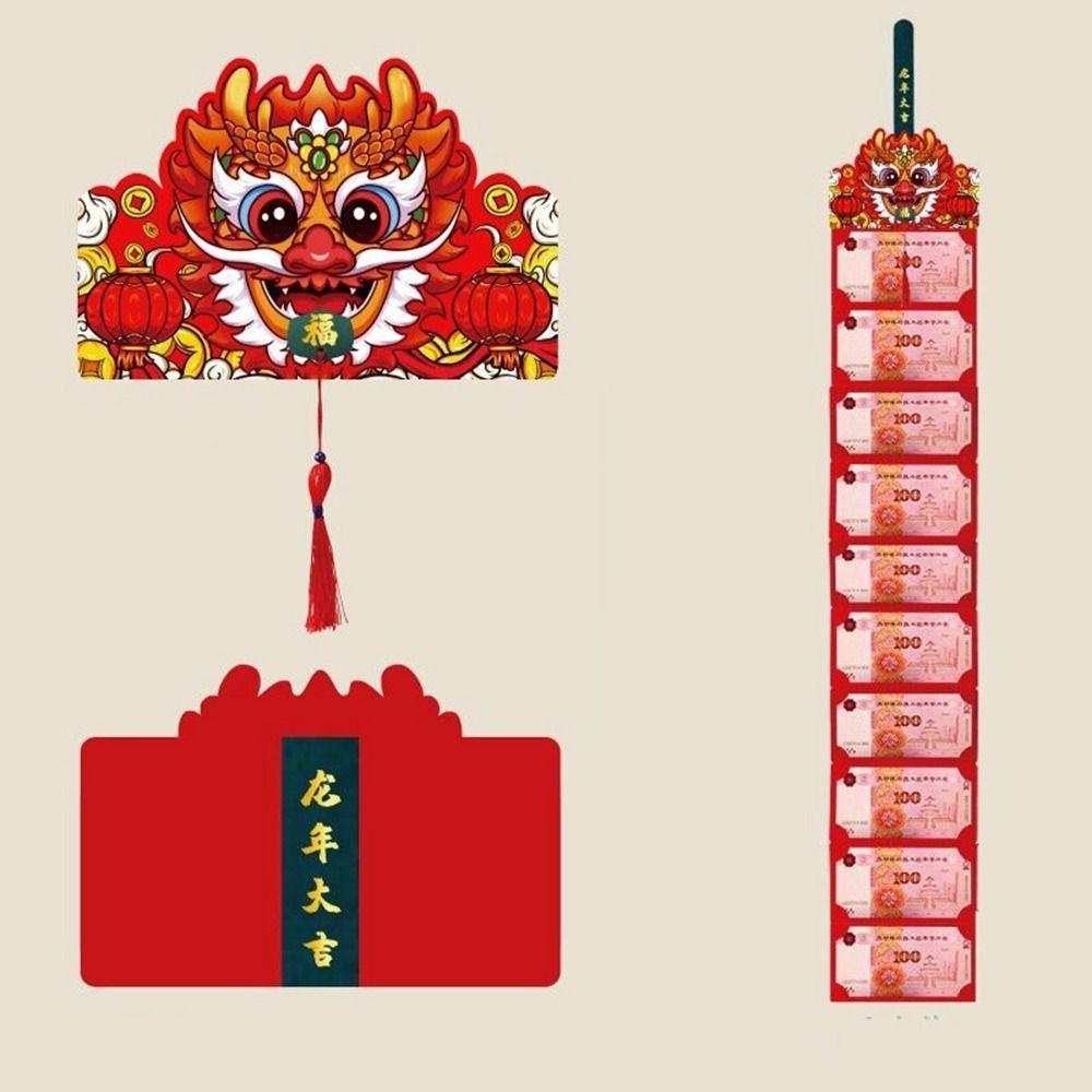 With Tassels 2024 Folding Red Envelope Hot Stamping Lucky Festival Bag New Year