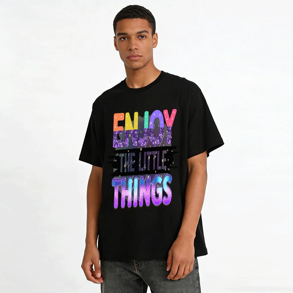 Enjoy The Little Things Gradient Print Casual Short Sleeve Top Pure cotton T-shirt