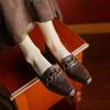 Krazing Pot Sheepskin Round Toe Chunky Heels Autumn Summer Shoes Slip On Women Retro Fashion Pumps