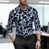 Camicia da uomo 2026, nuova, a pois bianchi e neri, a maniche lunghe, da lavoro, vestibilità slim, alla moda, casual, tessuto di alta qualità
