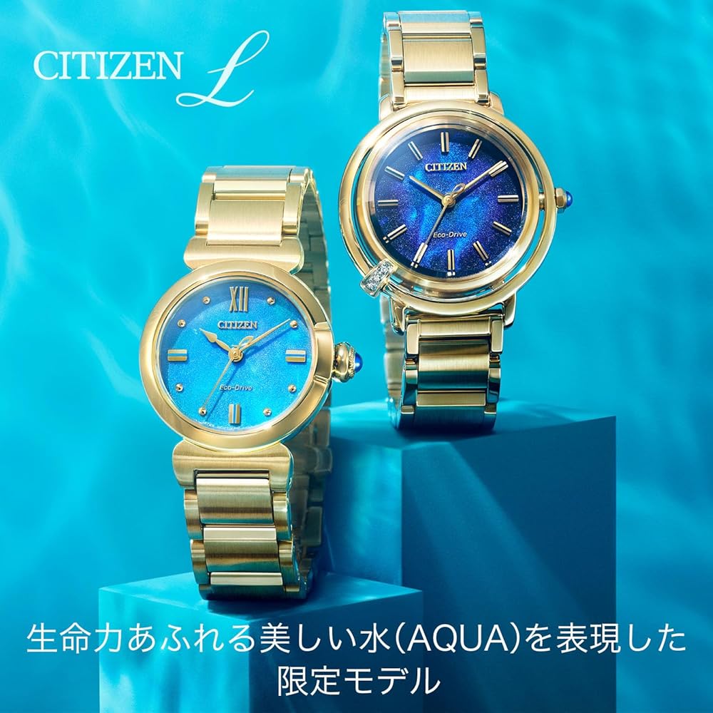 CITIZEN L (Light-Powered Eco-Drive/Limited Edition/Waterproof) EM1133-85L ROUND Collection Women's Analog Watch in Blue, Gold, Light Blue, and Light B