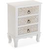 Bedside Table - VERSA - Engraved - 3 Drawers - MDF - White