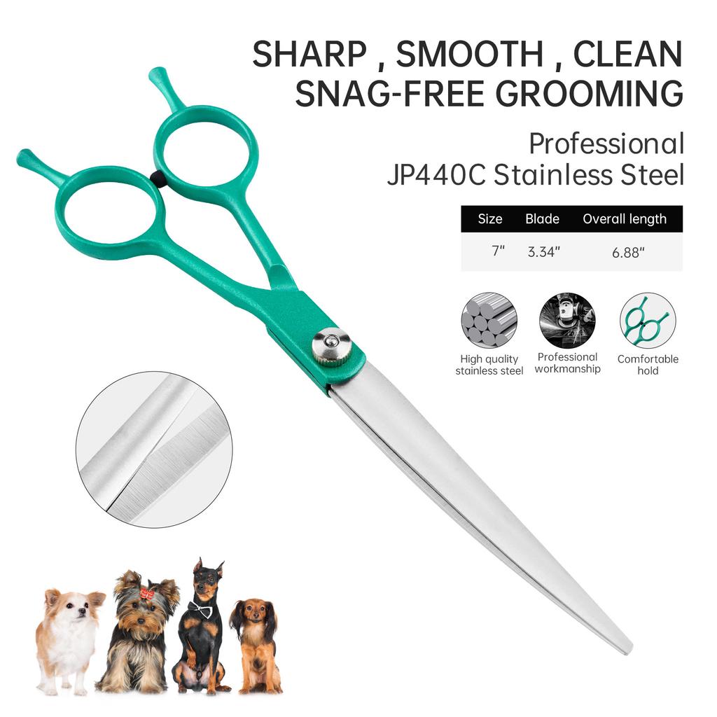 7.0 Inch Color Double Tail, Split, Pet Scissors, Pet Curved Scissors Practice Cutting