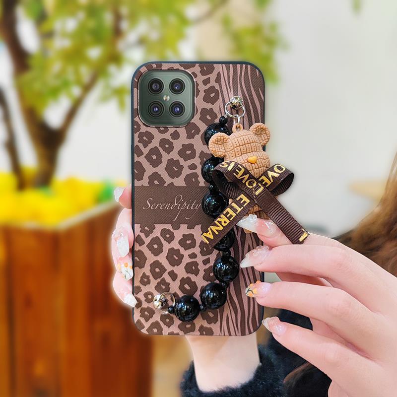 Skin-friendly Feel Cartoon Phone Case For Cubot C30 Dirt-resistant Cute Black Pearl Pendant Bear Bracelet Back Cover