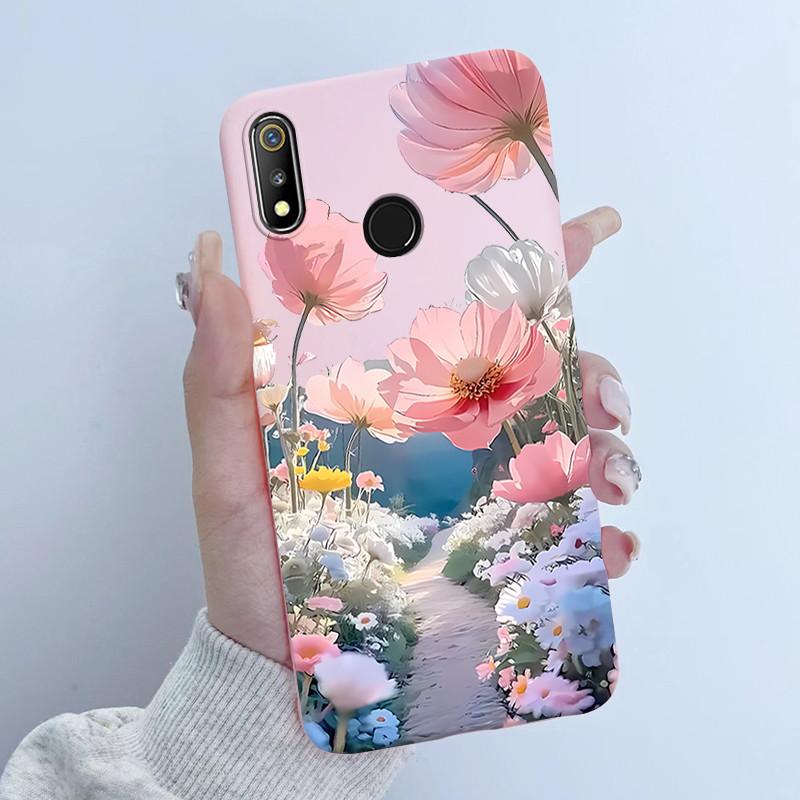 For Realme 3 3i 3Pro Phone Case Butterfly Flower Girl Design Soft Silicone TPU Back Housing for Oppo Realme 3 Realme3 Pro Covers