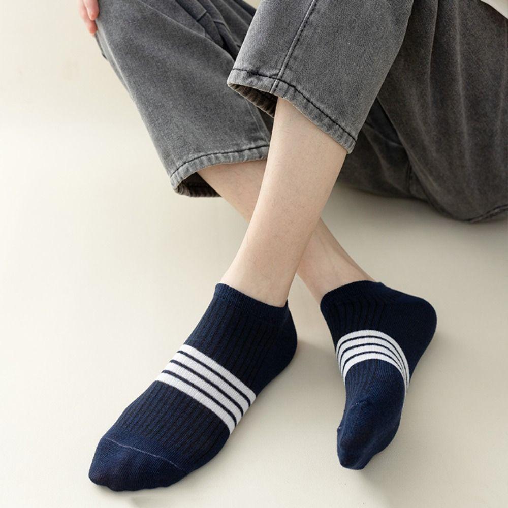 10Pairs Cotton Striped Invisible Socks Breathable Men's Tube Socks Ankle Thin Socks  Sport