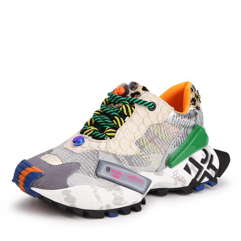 Merke Mote Plattform Damesko Ny Fargekombinasjon Plattform Student Fritid Løpesko Tide Mesh Pustende Sneakers Damer