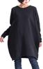 Gold Japan Plus Size Cocoon Long Size 3L Women's Tunic, Fleece-Lined, Sleeve, Suri-3212, Black,