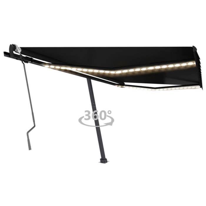 VidaXL Manual Retractable Awning with LED 450x300 Cm Anthracite 3069764