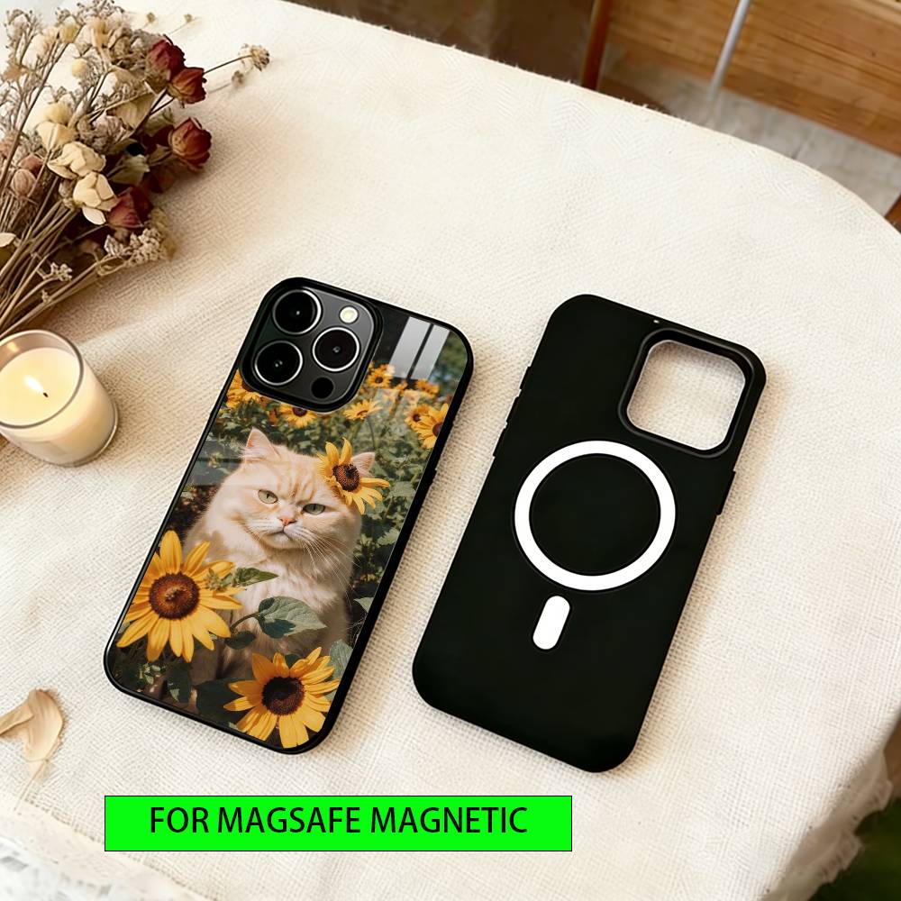Cute Cat Vibe  Phone Case For iPhone17,16,15,14,13,12,11 Plus,Pro Magnetic with Magsafe Wireless Charging