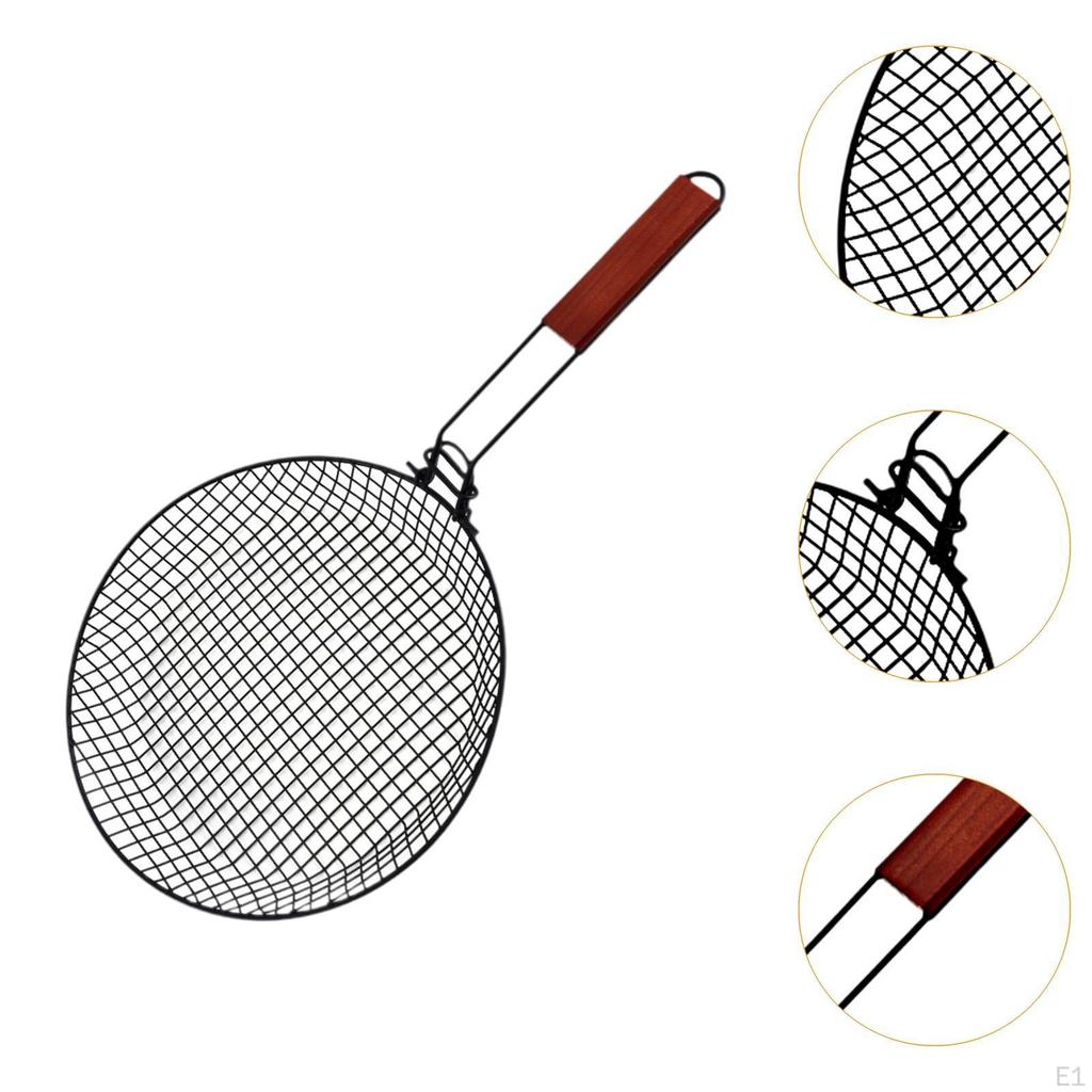 Folding Grill Basket Outdoor Camping BBQ Accessories Portable Black Cooking Tool