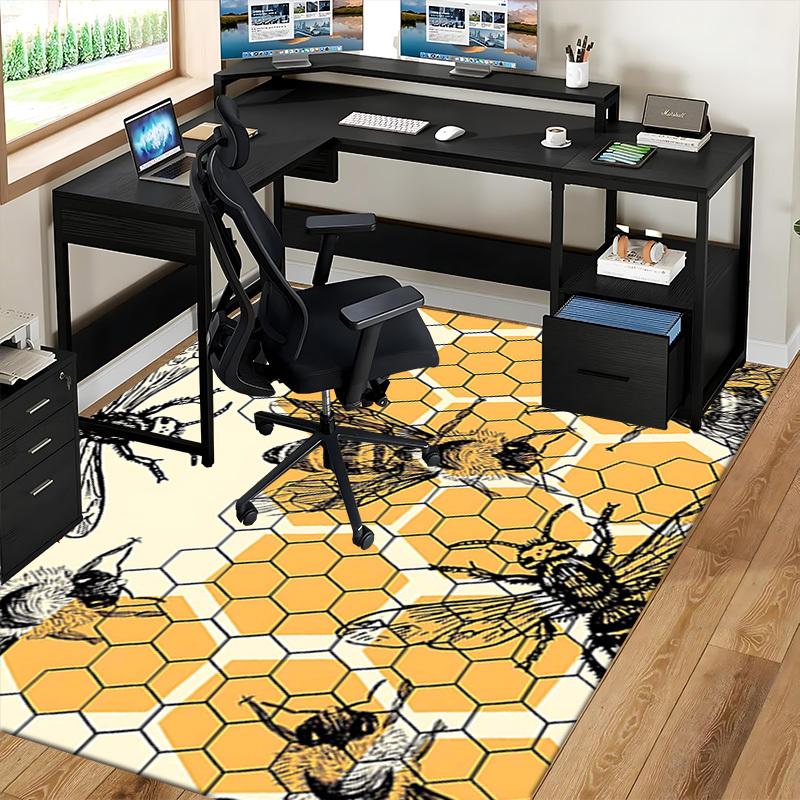 1pc Honeycomb Bee Office Chair Mat - Non-Slip Carpet for Desk, Festive Gift Idea, Seasonal Decor, Suitable for Home and Office Use.P065