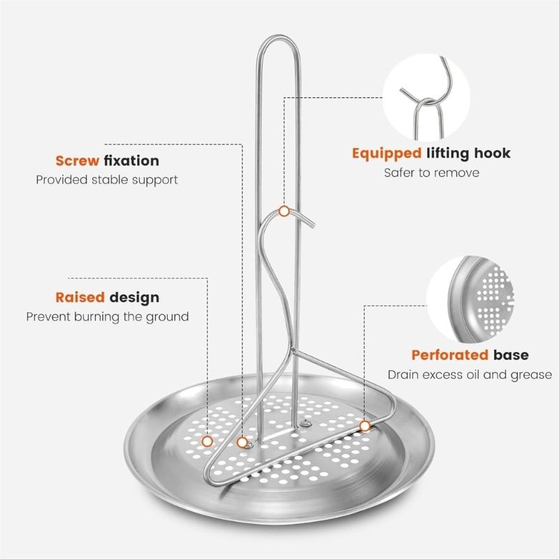 Sada stojanu a závěsu na smažení kuřete Šetřící místo Vertikální stojan na drůbež Kovová textura pro rovnoměrné vaření v fritovacích hrncích na krůtu