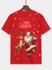 Red Christmas Kids T-Shirt With Santa Claus And Reindeer Print Suitable For Holiday Celebrations