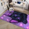 Charming Black Cat Chair Mat Office Carpet with Pink Hearts, Large Rug for Home Decor, Sofa Mat, Gift Idea for Any Room