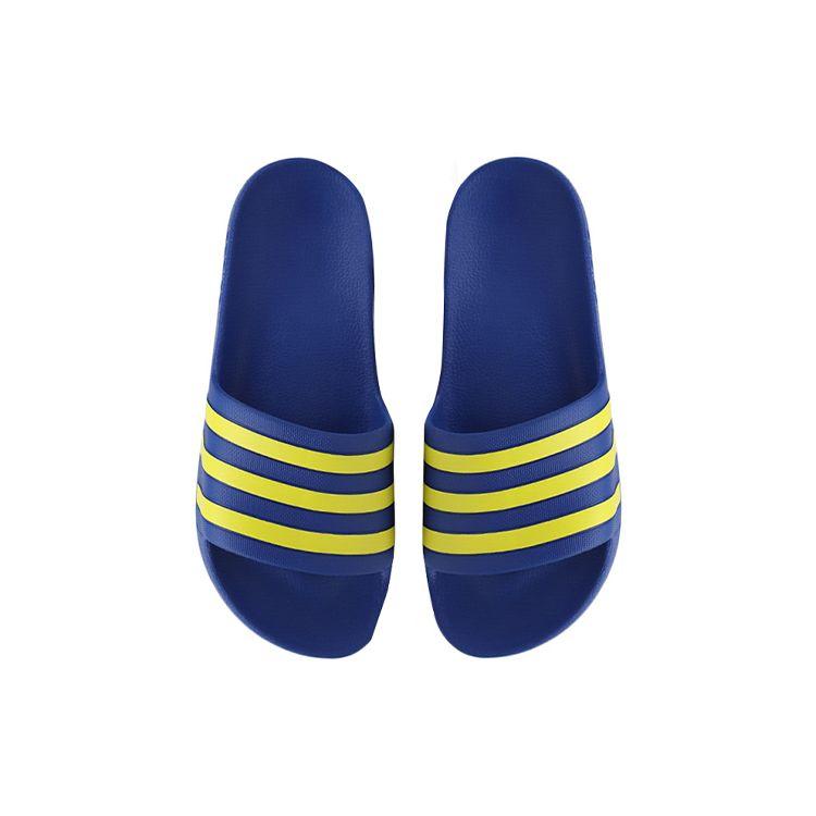 Adidas Adilette Comfortable Rubber Sole Silent Slide Sandals Unisex Sandals Blue Yellow EG1759