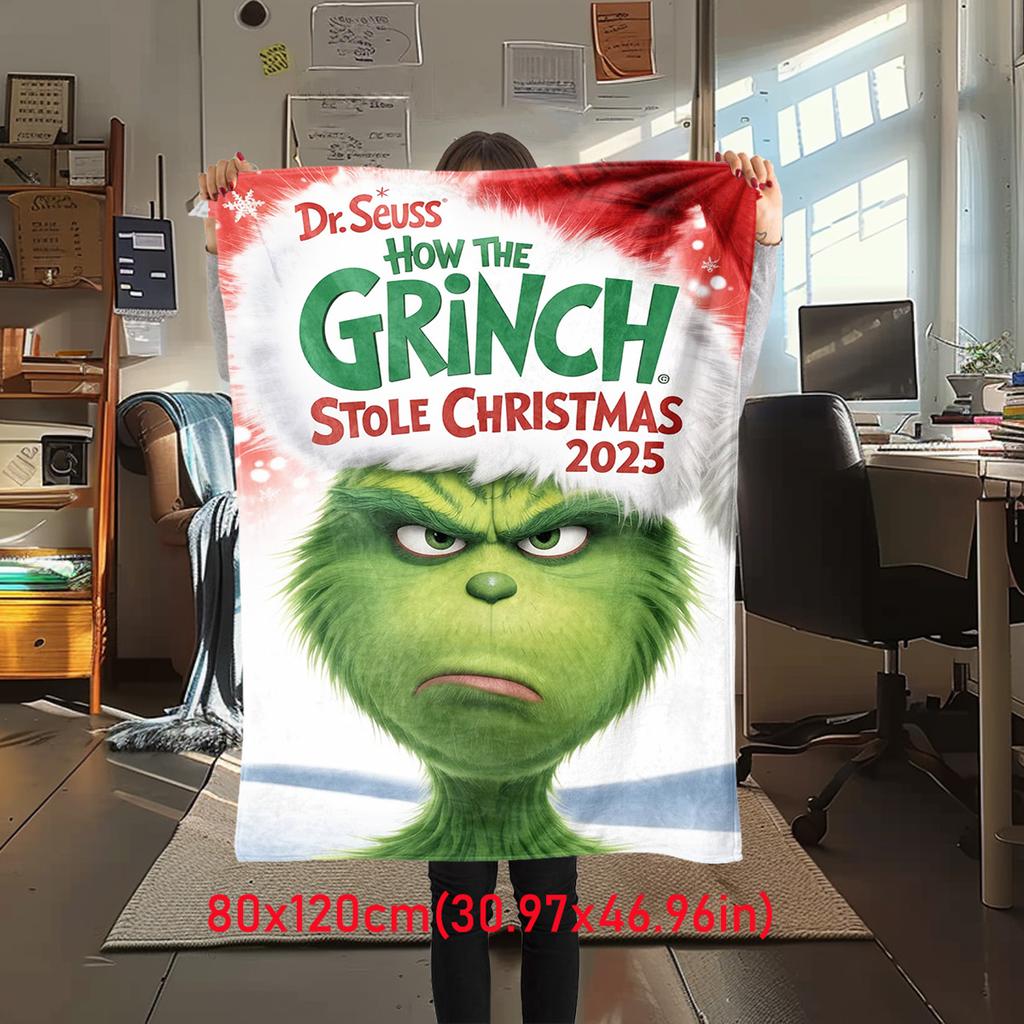 Christmas Gift Comedy Movie How the Grinch Stole Christmas Blanket Home Warming, Four Season Bed Decoration Sofa Cover Flannel Throwing Blanket K13