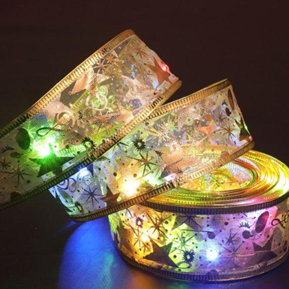 10m 100 Lights Christmas Ribbon Lights Battery-Powered Flashing Christmas Tree Decoration Light LED Polyester