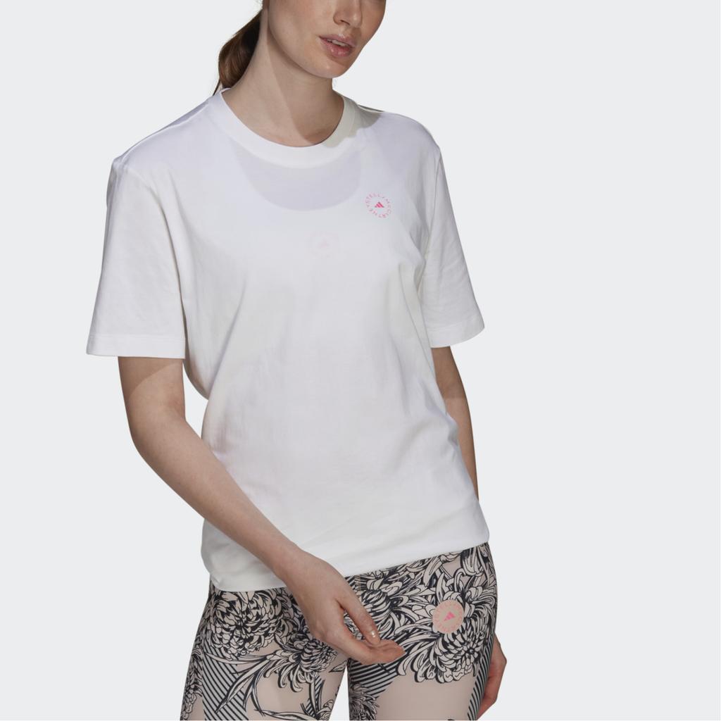 Adidas Sportswear Stella McCartney Letter Pattern Round Neck Pullover Short Sleeve T-Shirt Women T-Shirt White GL5268