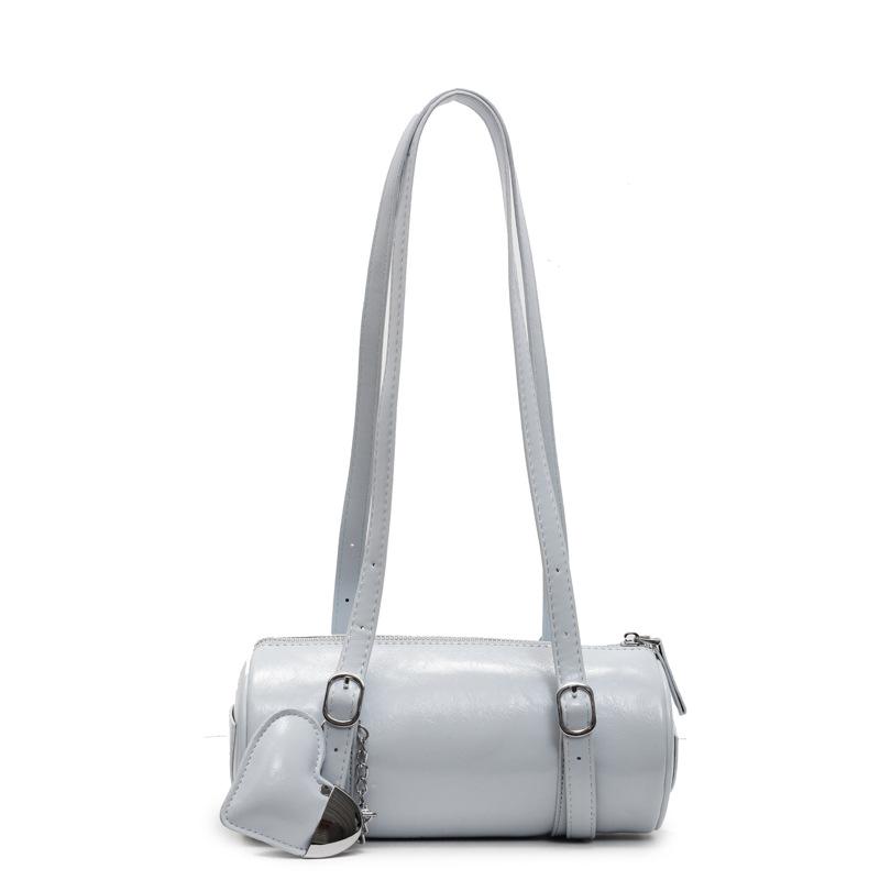 Simple oil wax leather portable cylinder bag niche design casual versatile shoulder pillow bag women