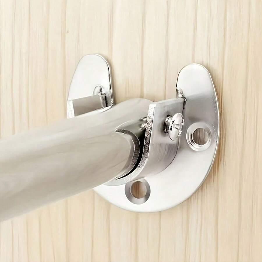 2Pcs Heavy Duty Stainless Steel Rod Socket Flange Rod Holder Pole Sockets Wardrobe Hanger Rod End Supports with Screws